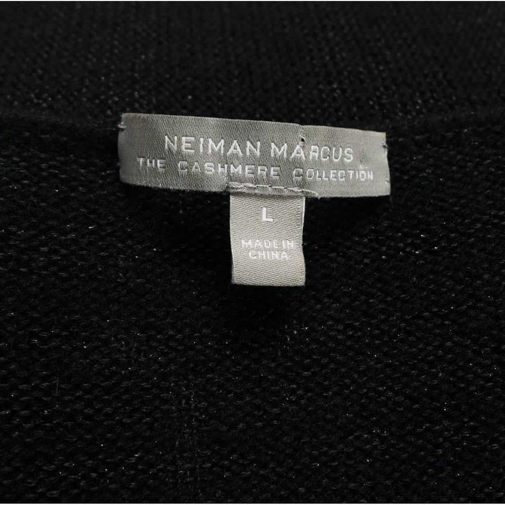 Neiman Marcus Womens L Cashmere Metallic Shimmer Shawl Collar Clasp Cardigan - Picture 8 of 9